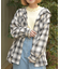 フード付きチェックシャツ
