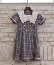 Ｗボタンチェックワンピース