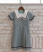 Ｗボタンチェックワンピース
