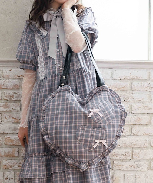 チェックハートバッグ