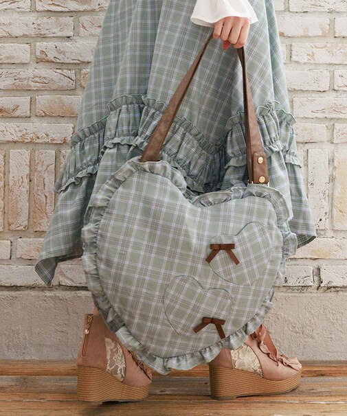 チェックハートバッグ