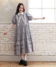 丸襟チェックワンピース