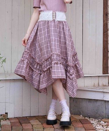 チェックギャザーイレヘムスカート