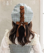 編上リボンチェックベレー