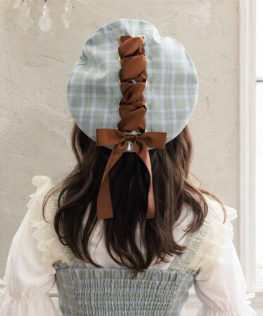 編上リボンチェックベレー