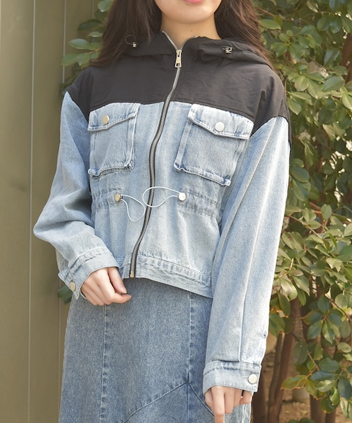 デニム切替マウンテンパーカー