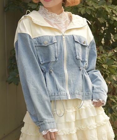 デニム切替マウンテンパーカー