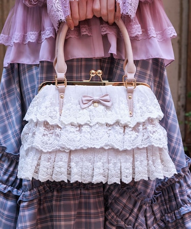 レースフリルがま口バッグ