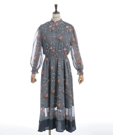 総柄ワンピース