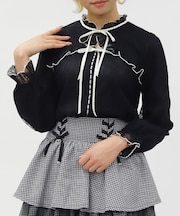 ボレロ風バイカラーレースプルオーバー