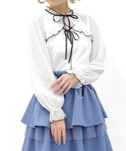 ボレロ風バイカラーレースプルオーバー