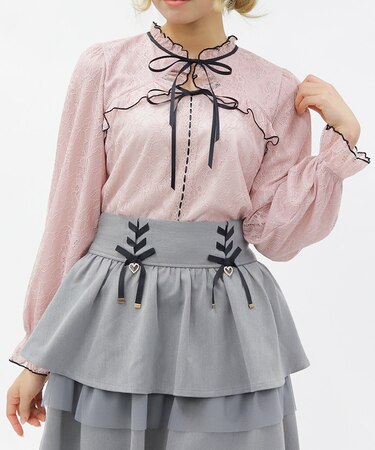 ボレロ風バイカラーレースプルオーバー