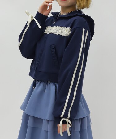 ライン使レースフリルパーカー