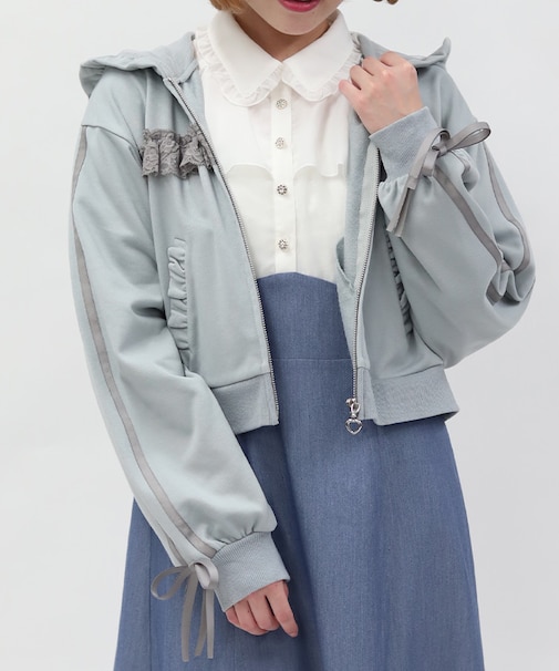 ライン使レースフリルパーカー