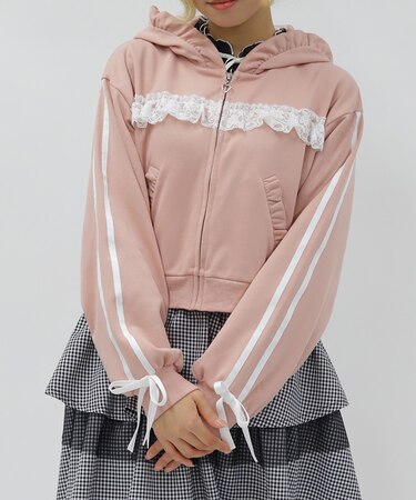 ライン使レースフリルパーカー
