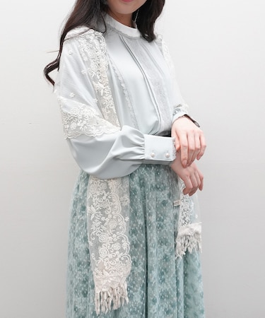 ローズフラワーレースストール