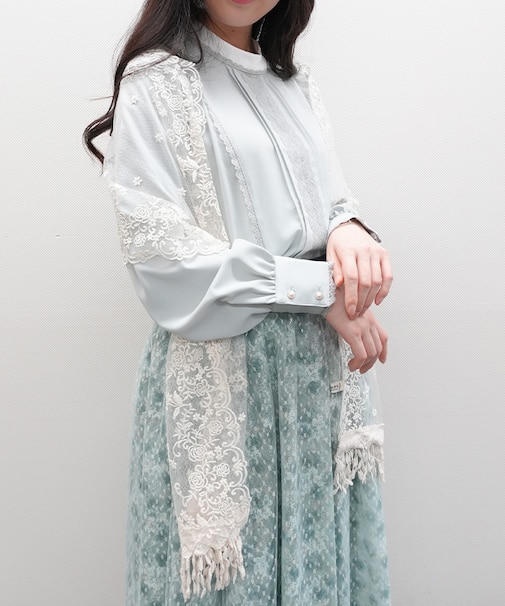 ローズフラワーレースストール