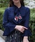 苺刺繍ボウタイブラウス