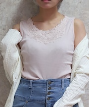 吸水速乾モチーフレースタンク