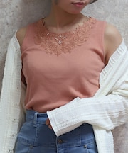 吸水速乾モチーフレースタンク