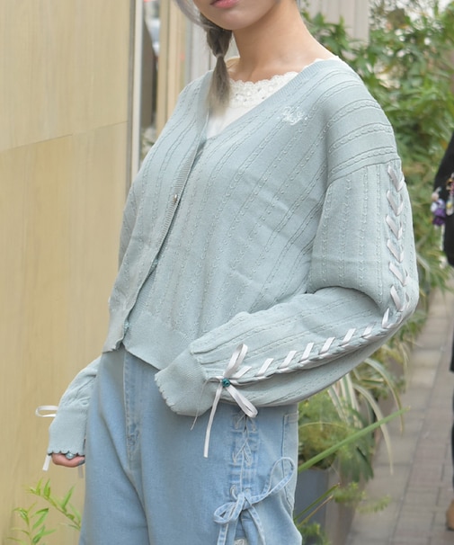 ＵＶカット編み上げニットカーディガン