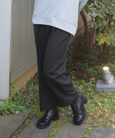 裾レースストレートパンツ