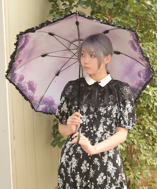 紫陽花柄晴雨兼用パゴダ傘