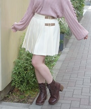 ベルト×プリーツスカパン