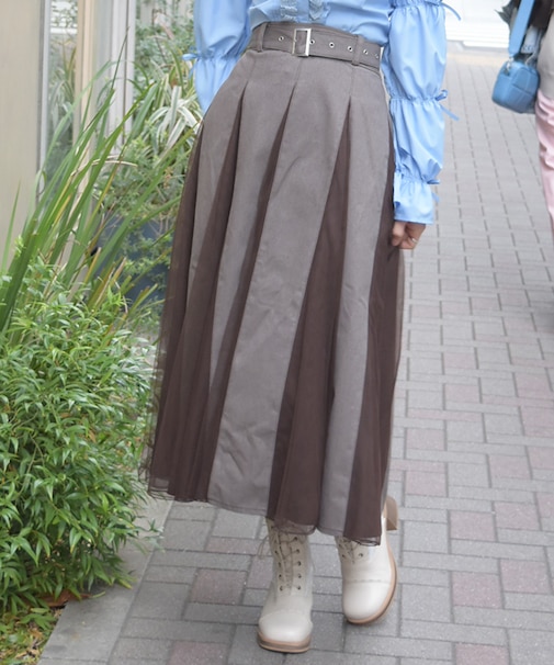 チュール切替スカート
