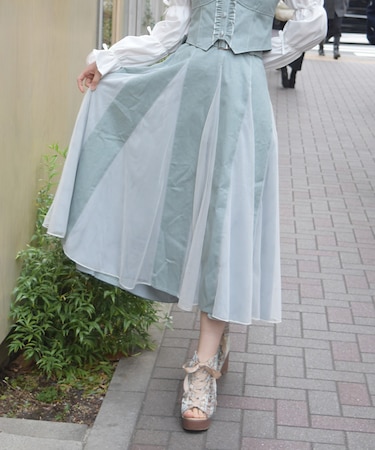チュール切替スカート