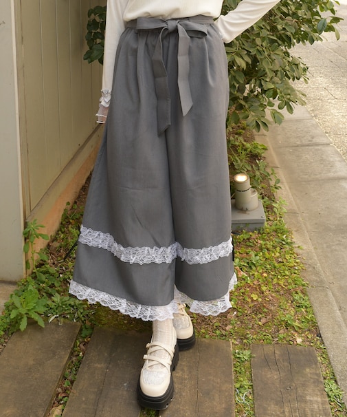 フリルレースワイドパンツ