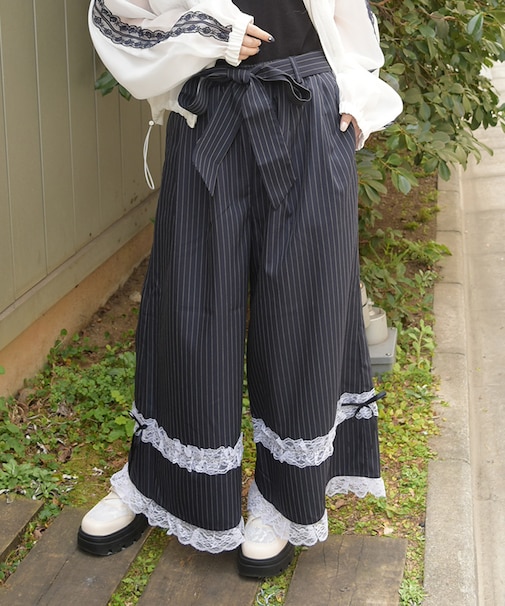 フリルレースワイドパンツ