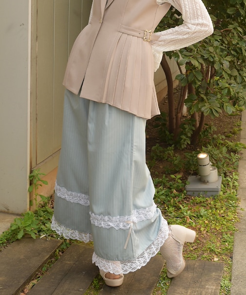 フリルレースワイドパンツ