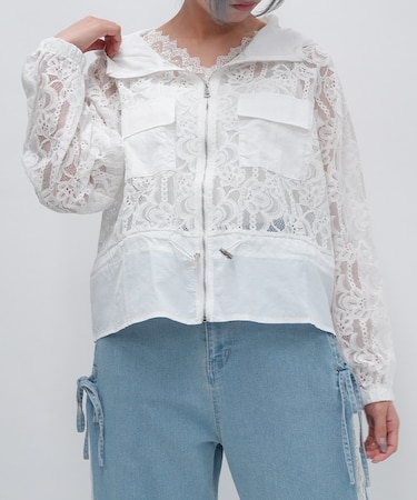 総レースパーカー