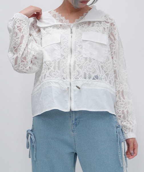 総レースパーカー