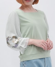 チューリップ刺繍七分袖プルオーバー