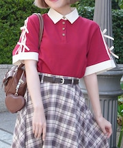 バイカラーシャツポロプルオーバー