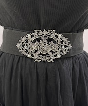 薔薇装飾バックル太幅ベルト