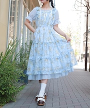 レース×ブーケティアードワンピース