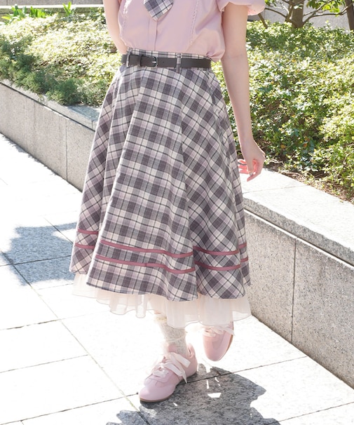 ベルト付きサーキュラースカート