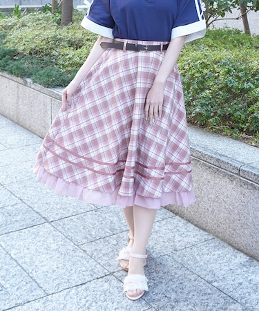 ベルト付きサーキュラースカート