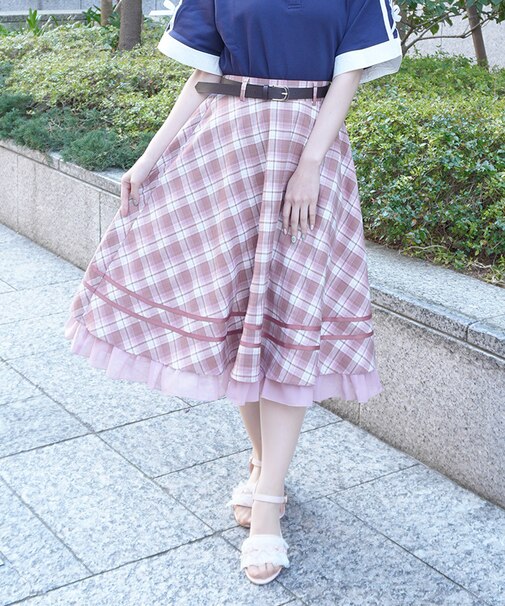 ベルト付きサーキュラースカート