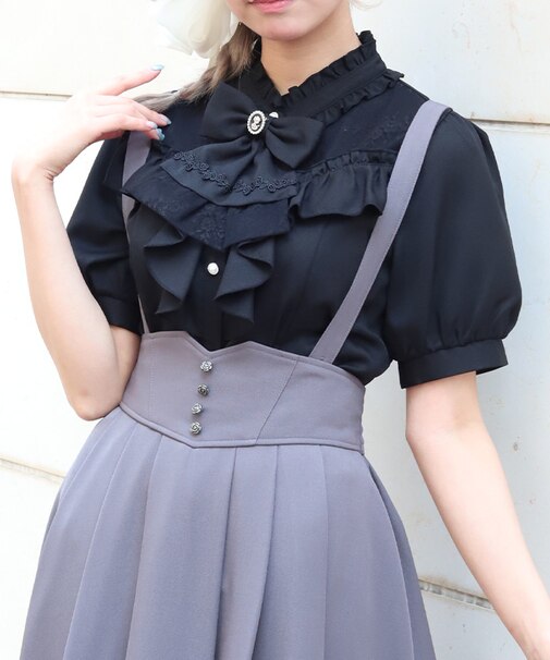 リボン×ジャボブローチブラウス