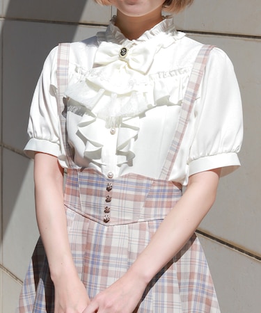 リボン×ジャボブローチブラウス