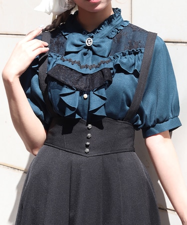 リボン×ジャボブローチブラウス