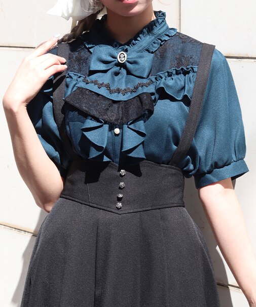 リボン×ジャボブローチブラウス