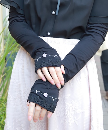 巻バラビジューＵＶロング手袋