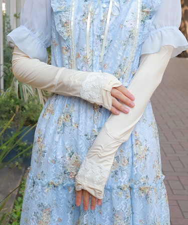 リボン×レースＵＶロング手袋