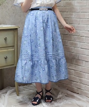 ネモフィラ柄連ボタンスカート