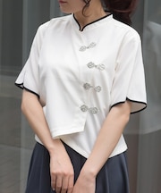 チャイナボタンショートブラウス